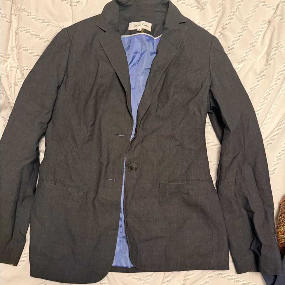 Calvin Klein Charcoal Jacket with Blue Lining